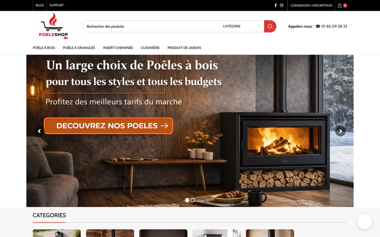 PoeleShop, site réalisé par WEBI